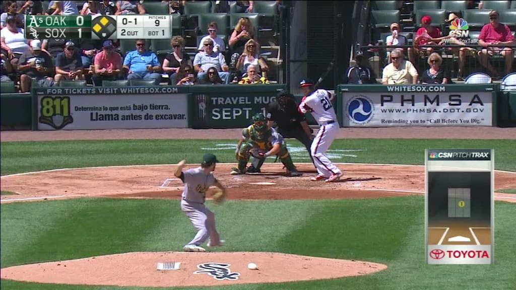 Todd Frazier singles on a line drive to left fielder Coco Crisp.   Jose Abreu scores.    Justin Morneau scores.  Todd Frazier out at 2nd on the throw, left fielder Coco Crisp to third baseman Ryon Healy to second baseman Chad Pinder.