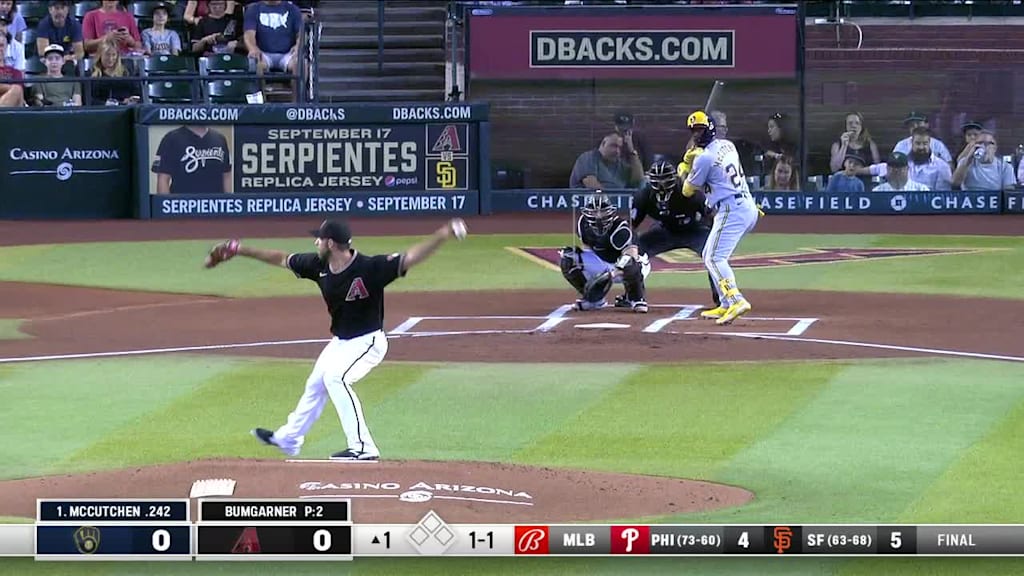 Madison Bumgarner Bola mala to Andrew McCutchen
