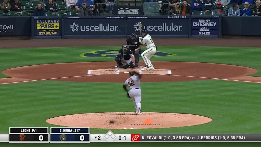 Keston Hiura Singles On A Ground Ball To Third Baseman Jason Vosler 04 25 22 Mlb Com