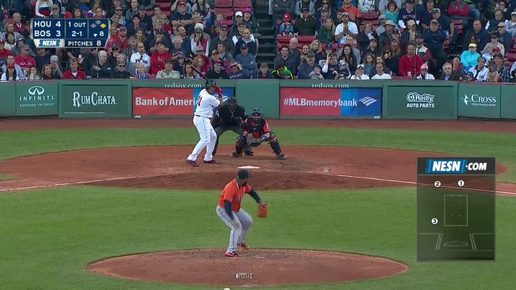 Rafael Devers grounds out, shortstop Colin Moran to first baseman Max Stassi.   Brock Holt to 3rd.