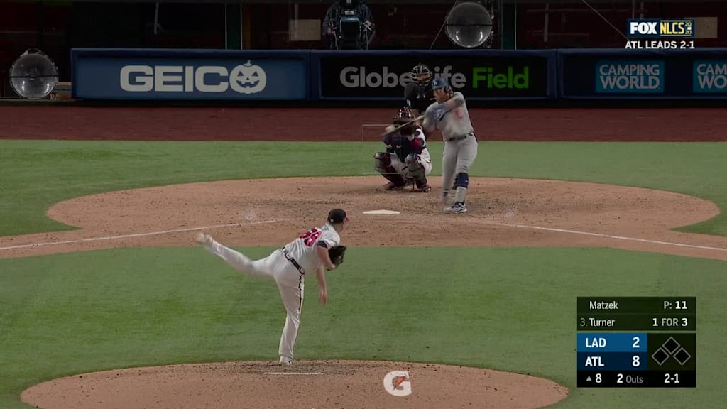 Justin Turner doubles (1) on a sharp line drive to left fielder Nick Markakis.