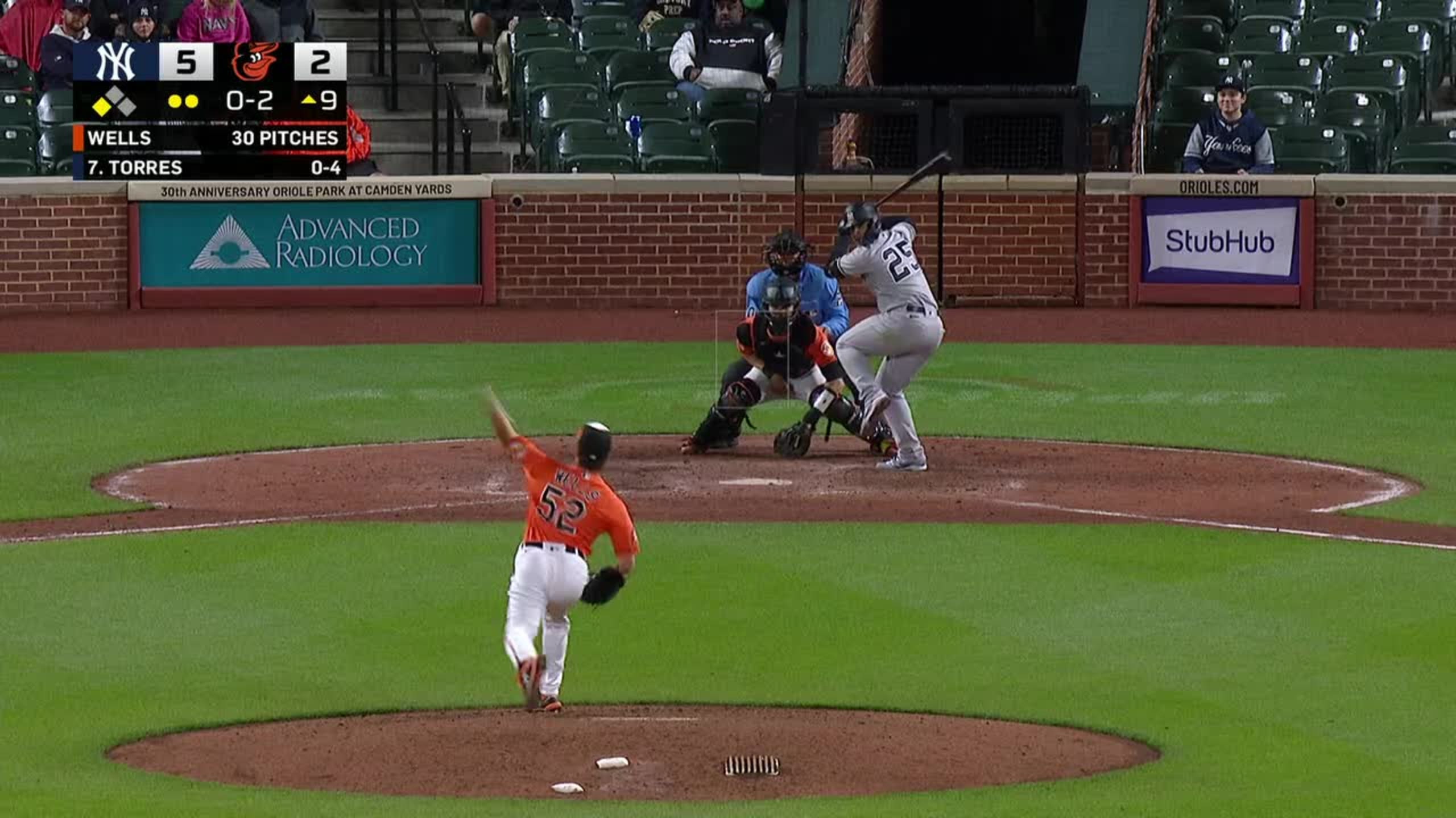 Alex Wells Curveball in 2022 debut against Yankees