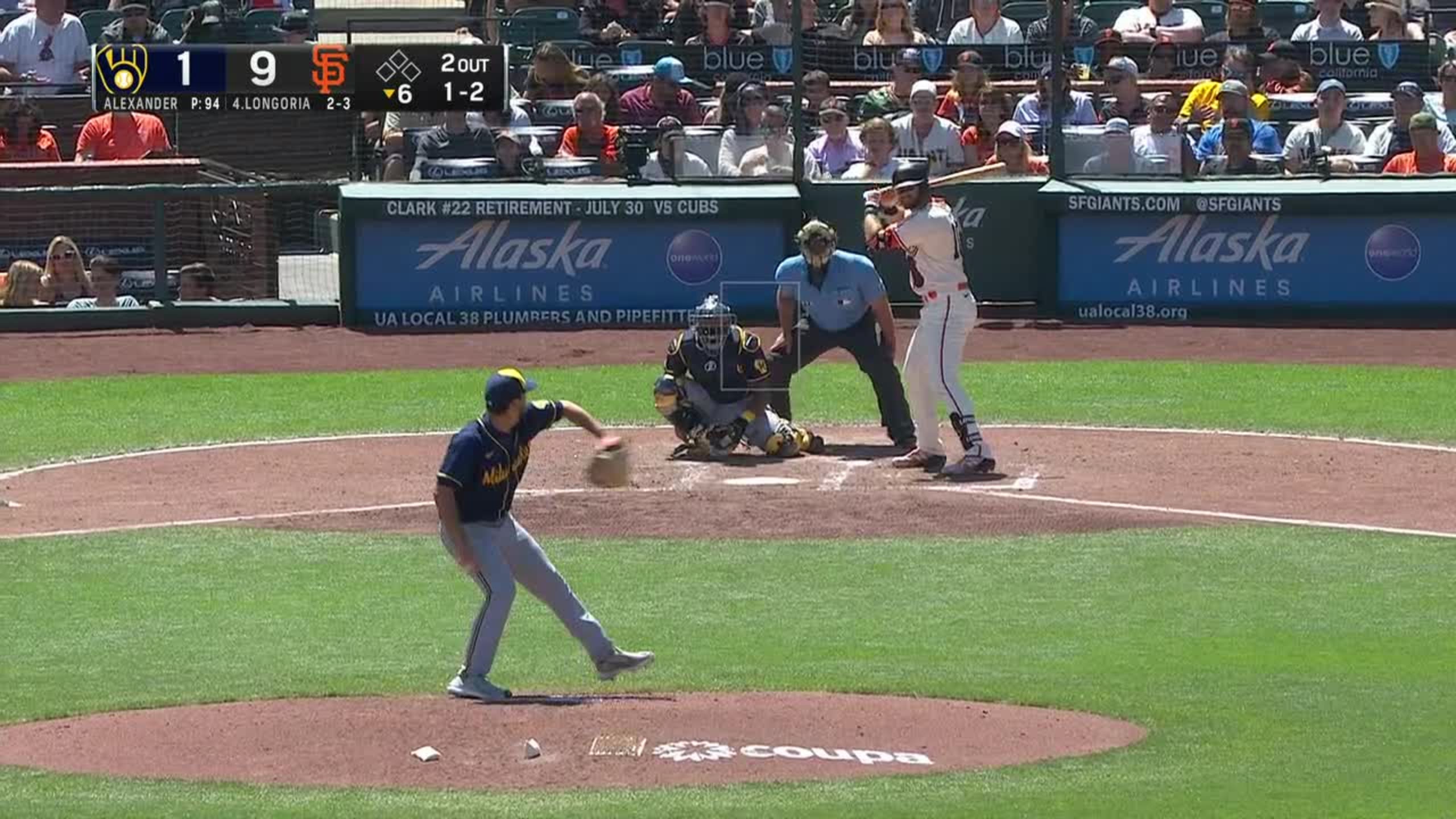 Evan Longoria strikes out swinging.