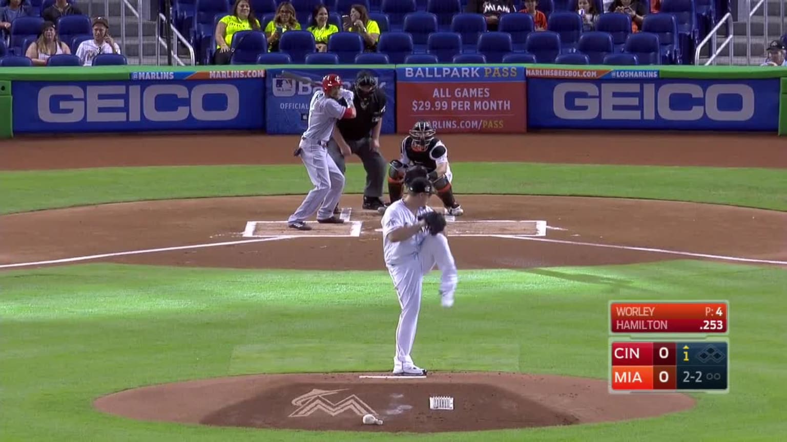 Vance Worley Bola mala to Billy Hamilton