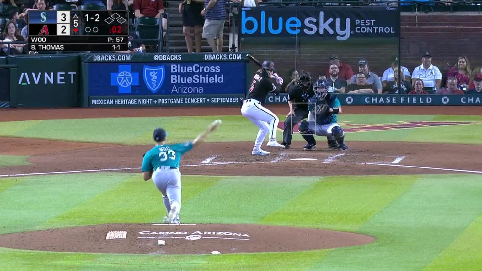 Mlb Triples Alek Thomas triples (3) on a sharp line drive to center fielder Julio ...