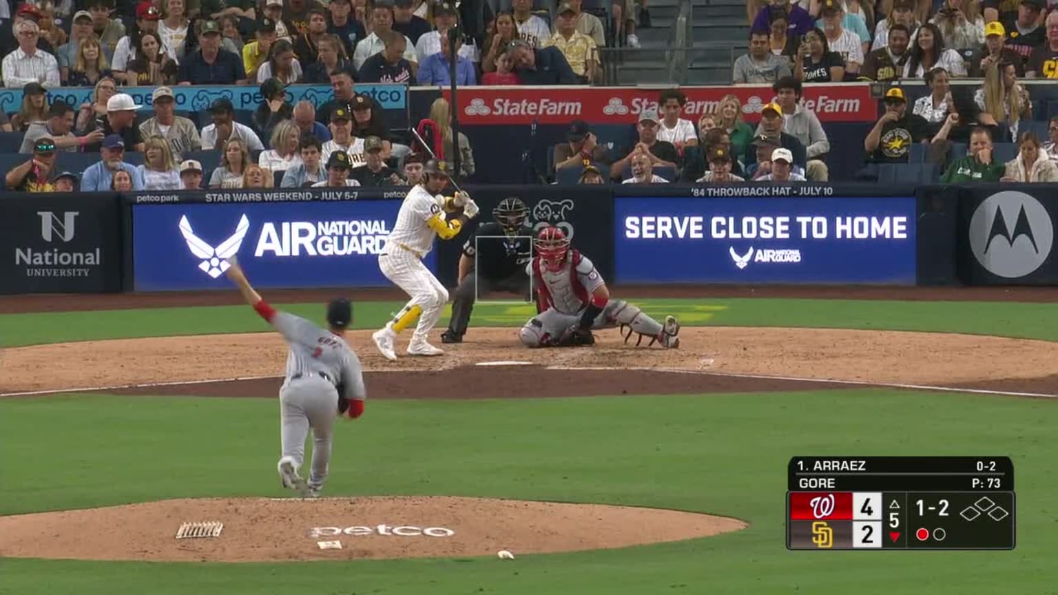 Mlb Triples Luis Arraez triples (2) on a line drive to right fielder Lane Thomas ...