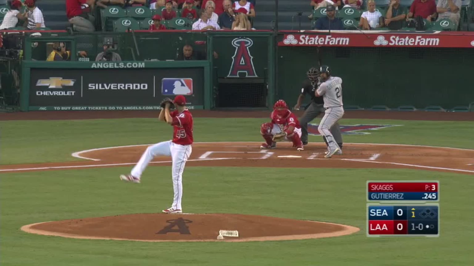 Tyler Skaggs Bola mala to Franklin Gutierrez | 17/08/2016 | Los Reales de Kansas City