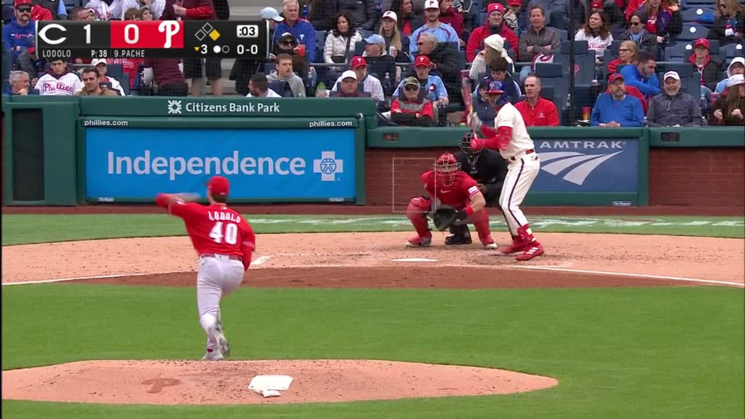 Cristian Pache hits a sacrifice bunt. Throwing error by pitcher Nick