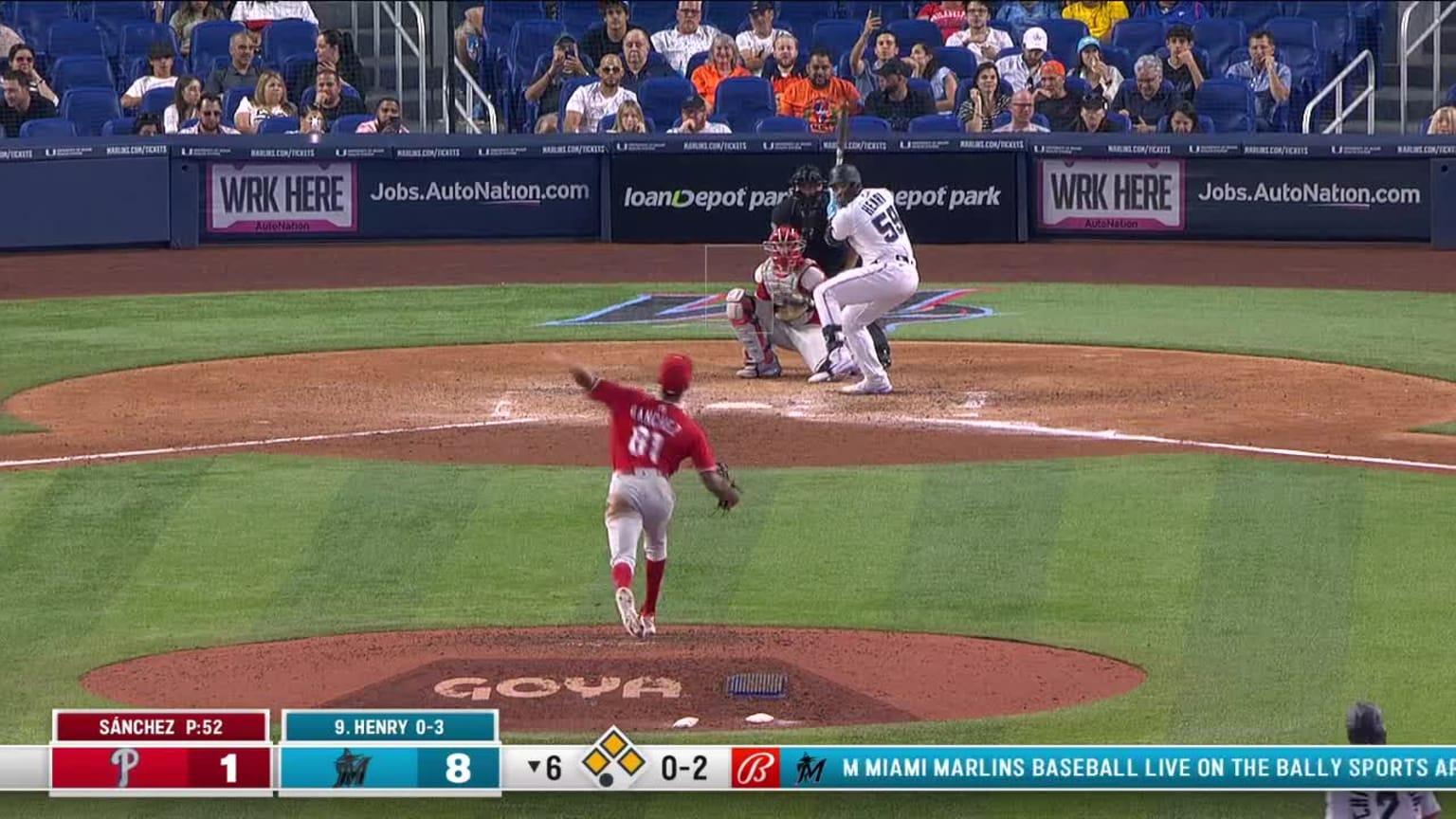 Cristopher Sanchez Ball to Payton Henry 04/17/2022 Miami Marlins