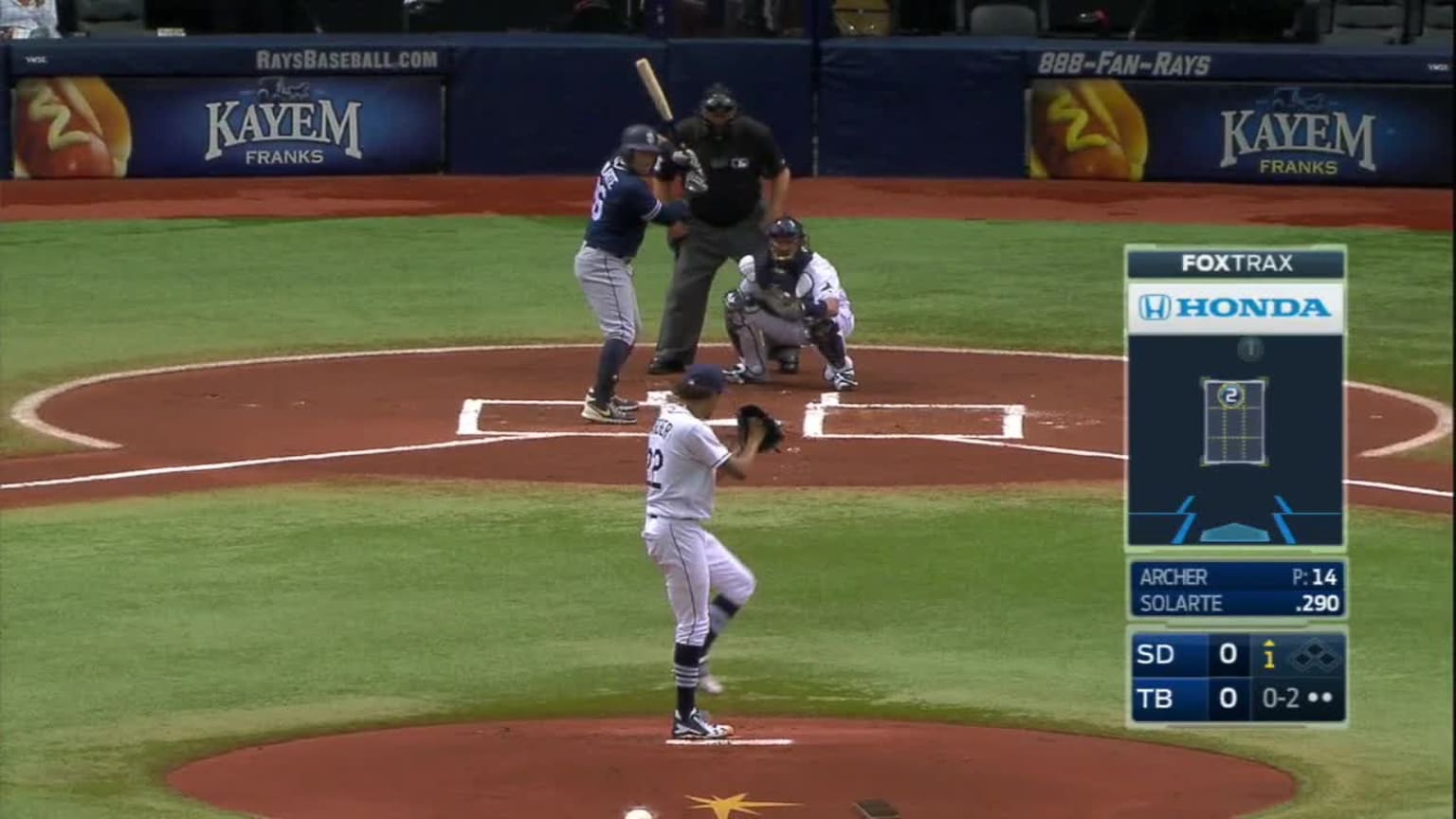 Chris Archer Bola mala to Yangervis Solarte | 17/08/2016 | Los Mets de Nueva York