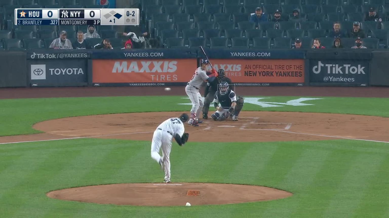 Jordan Montgomery Foul to Michael Brantley 05/05/2021