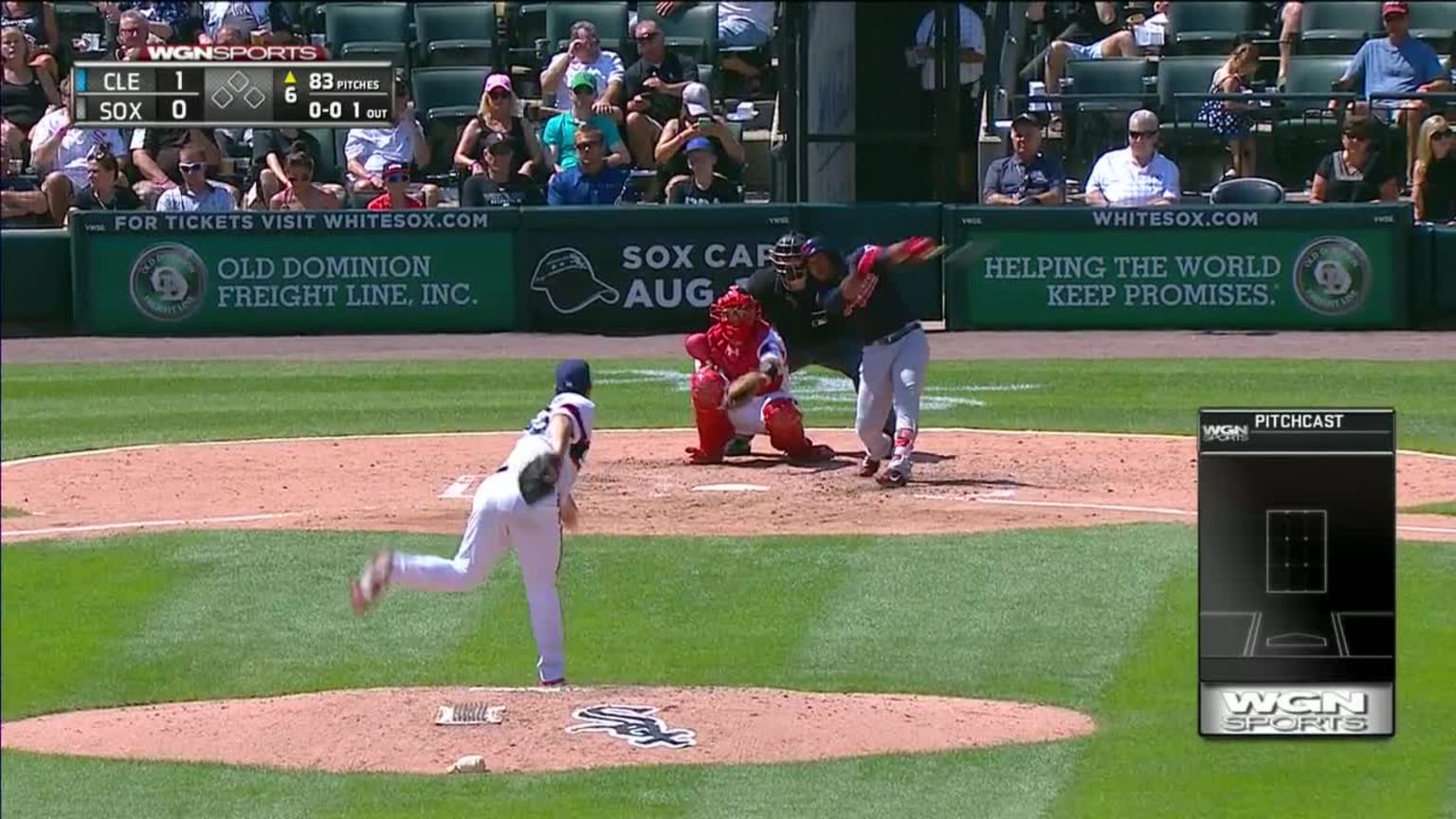 Jose Ramirez hits a groundrule double (32) on a fly ball down the left