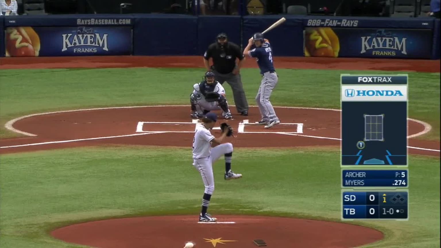 Chris Archer Bola mala to Wil Myers | 17/08/2016 | Los Reds de Cincinnati