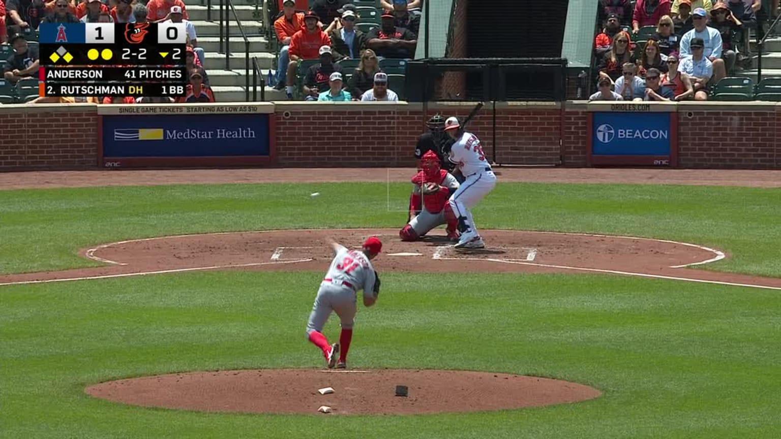 Adley Rutschman flies out to right fielder Hunter Renfroe in foul