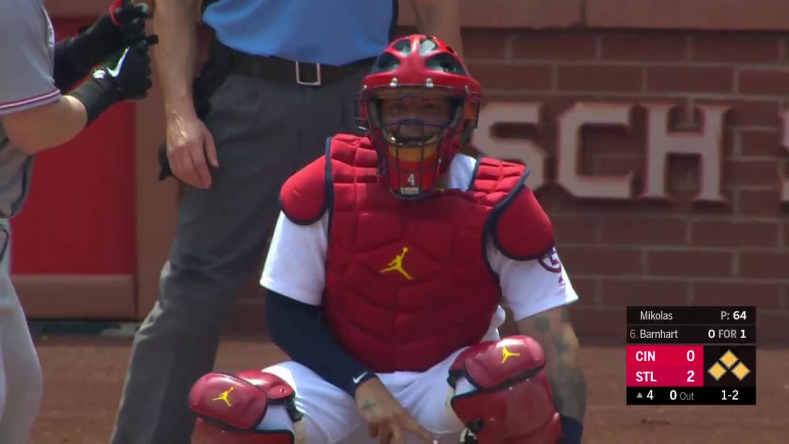 Tucker Barnhart strikes out swinging