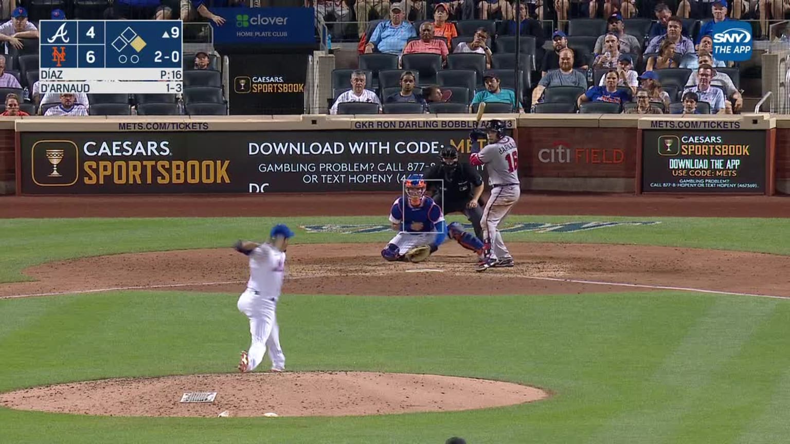 Edwin Diaz Foul to Travis d'Arnaud 08/04/2022