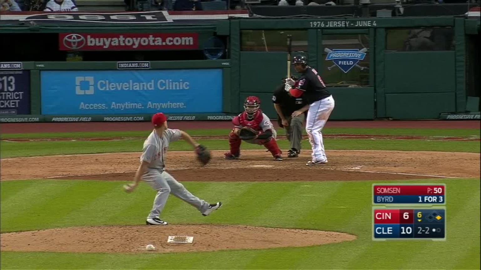 Marlon Byrd homers (3) on a line drive to left field. Jose Ramirez