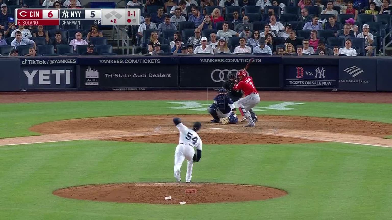 Aroldis Chapman Swinging Strike to Donovan Solano