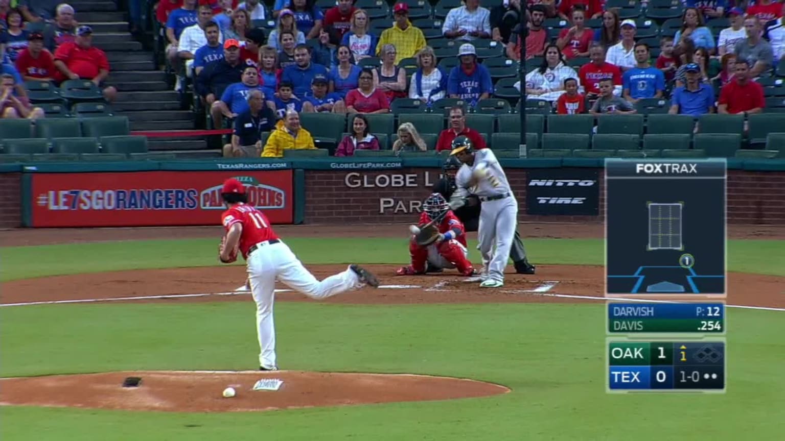 Yu Darvish Foul to Khris Davis | 17/08/2016 | Los Athletics de Oakland