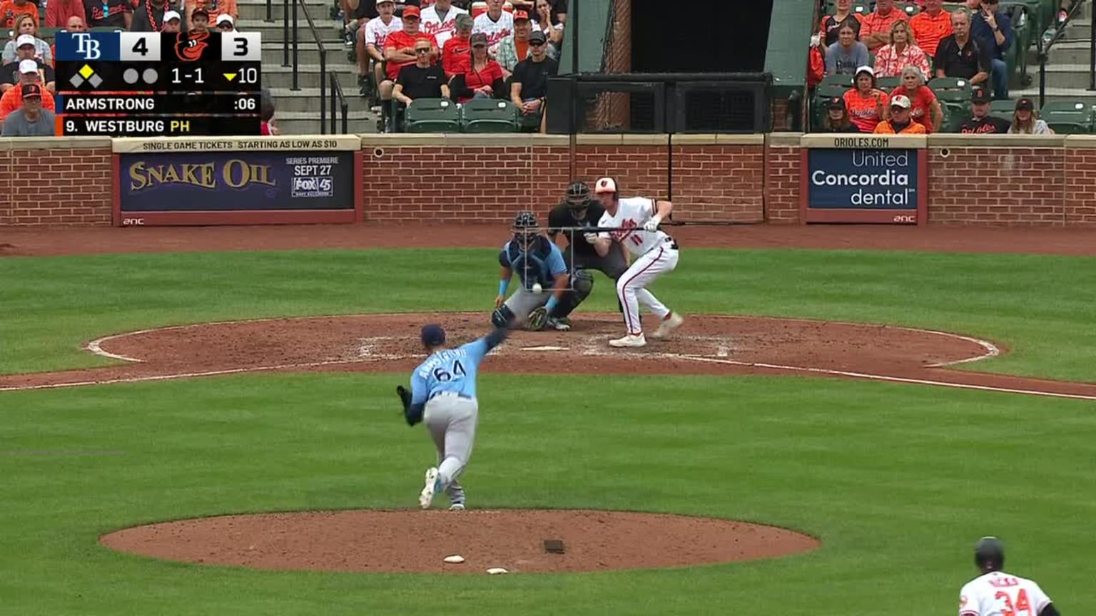 Shawn Armstrong Foul Bunt to Jordan Westburg 09/17/2023