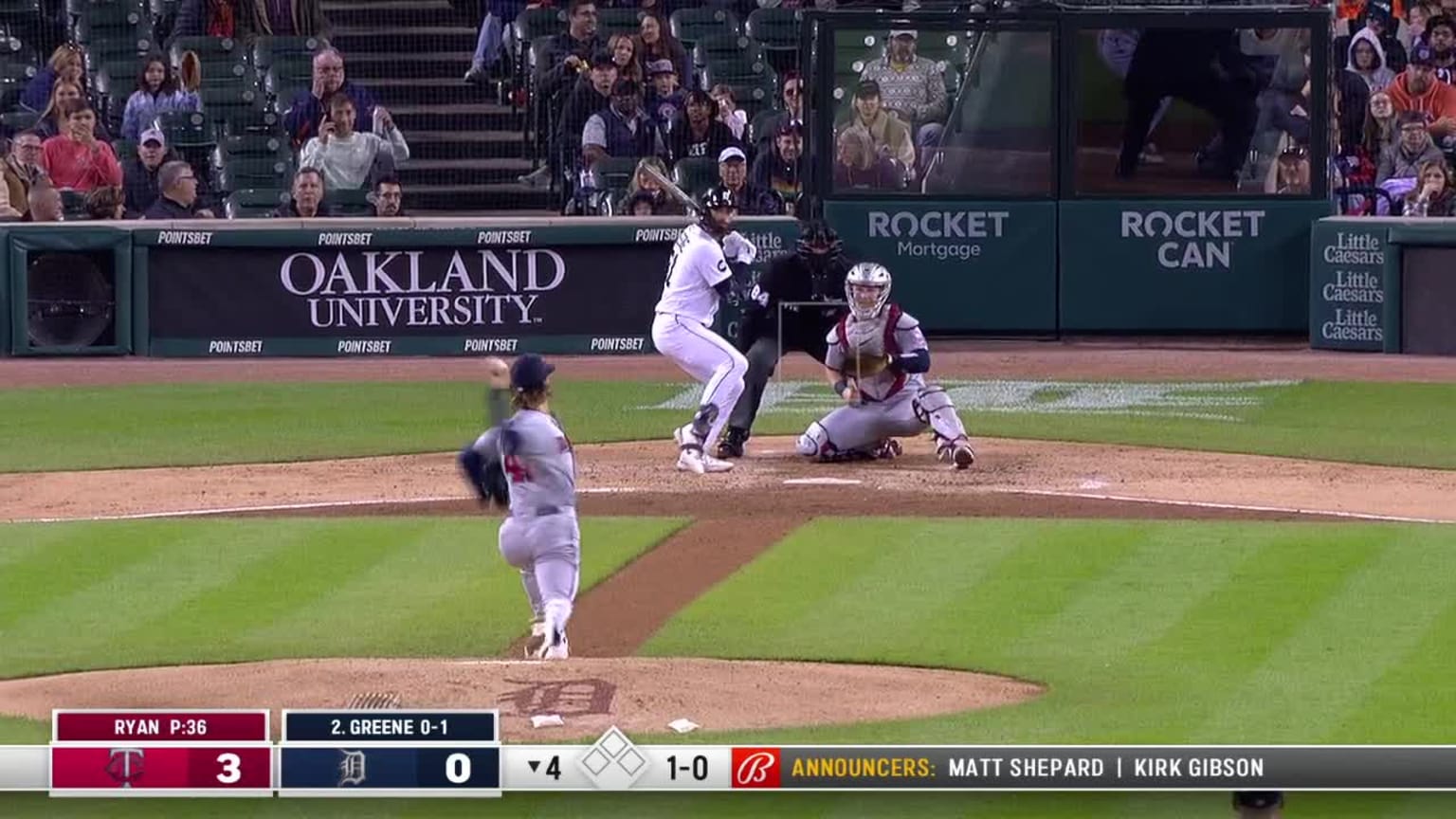 Riley Greene singles on a ground ball to left fielder Jake Cave. | 09 ...