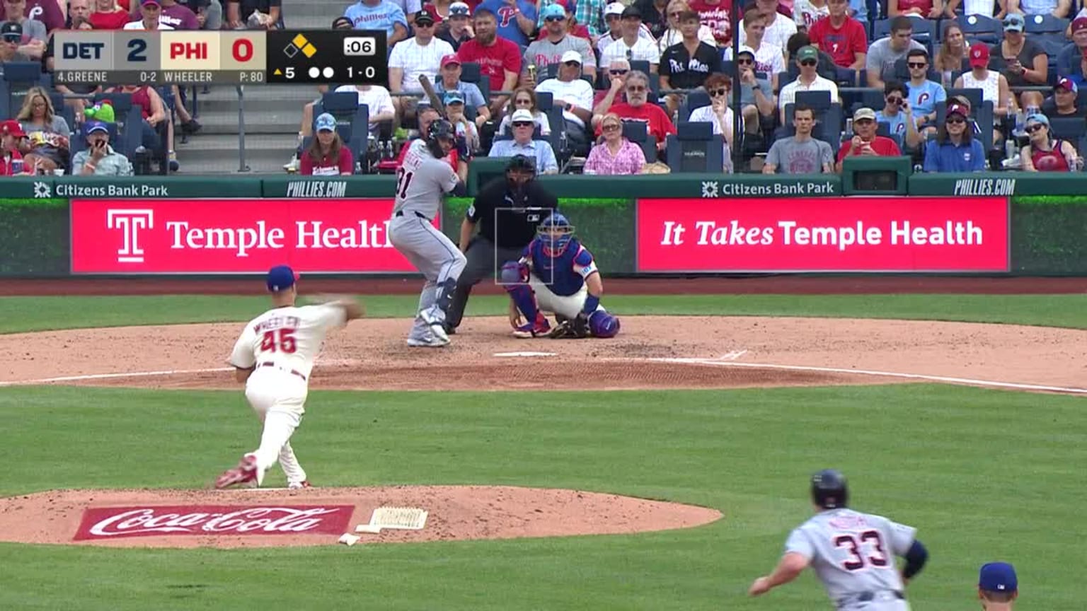 Riley Greene grounds out to first baseman Bryce Harper. | 08/02/2025 ...