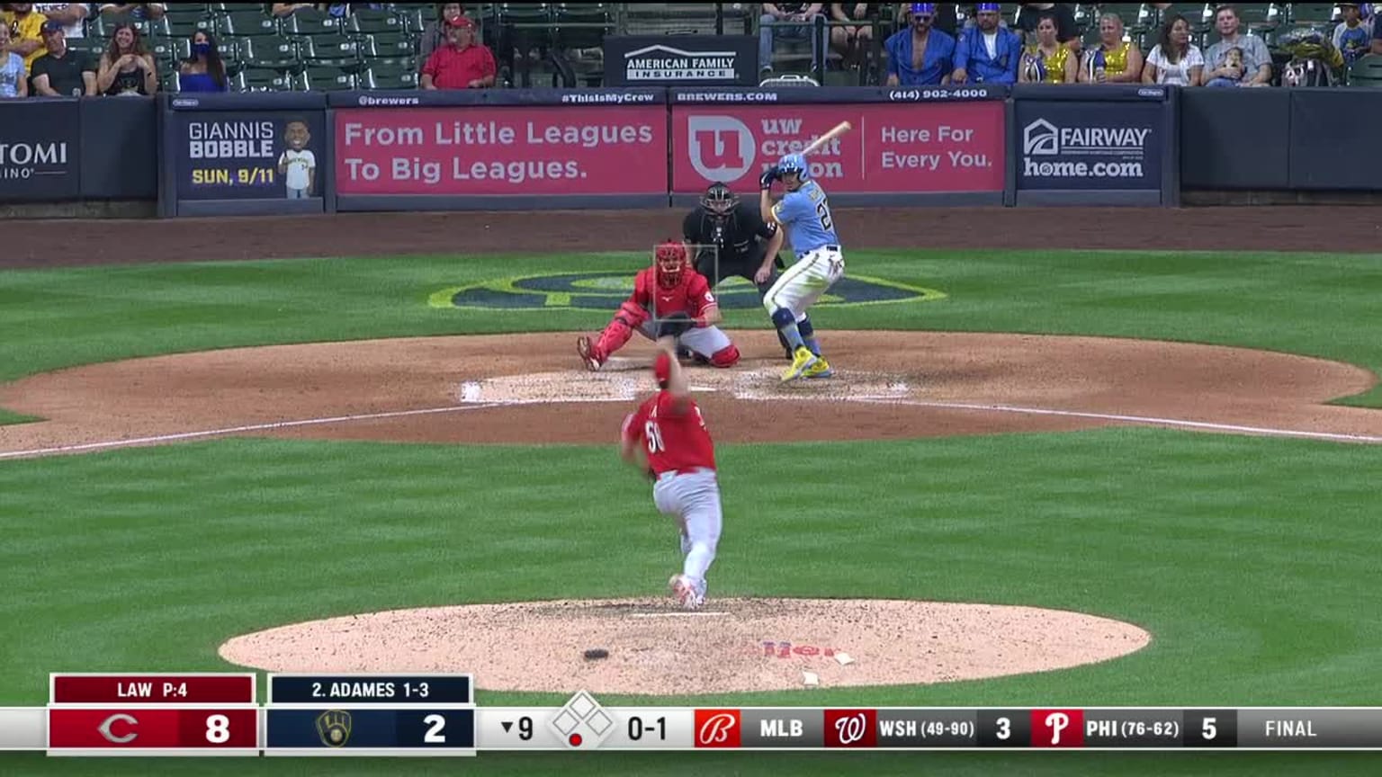 Derek Law Ball to Willy Adames 09/09/2022