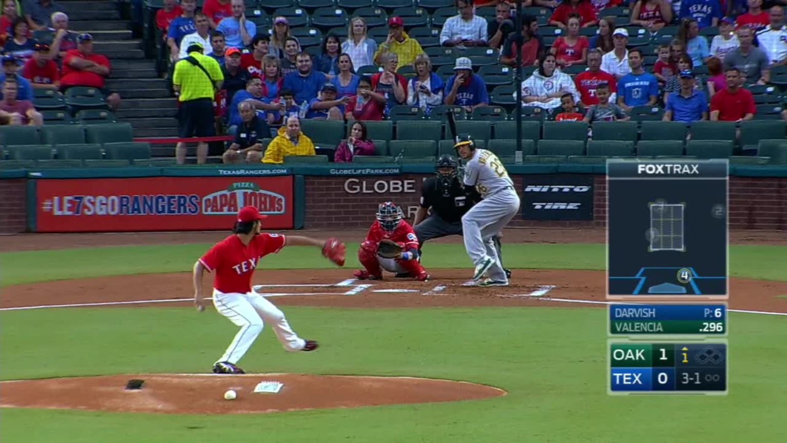 Yu Darvish Strike cantado to Danny Valencia | 17/08/2016 | Los Cubs de Chicago