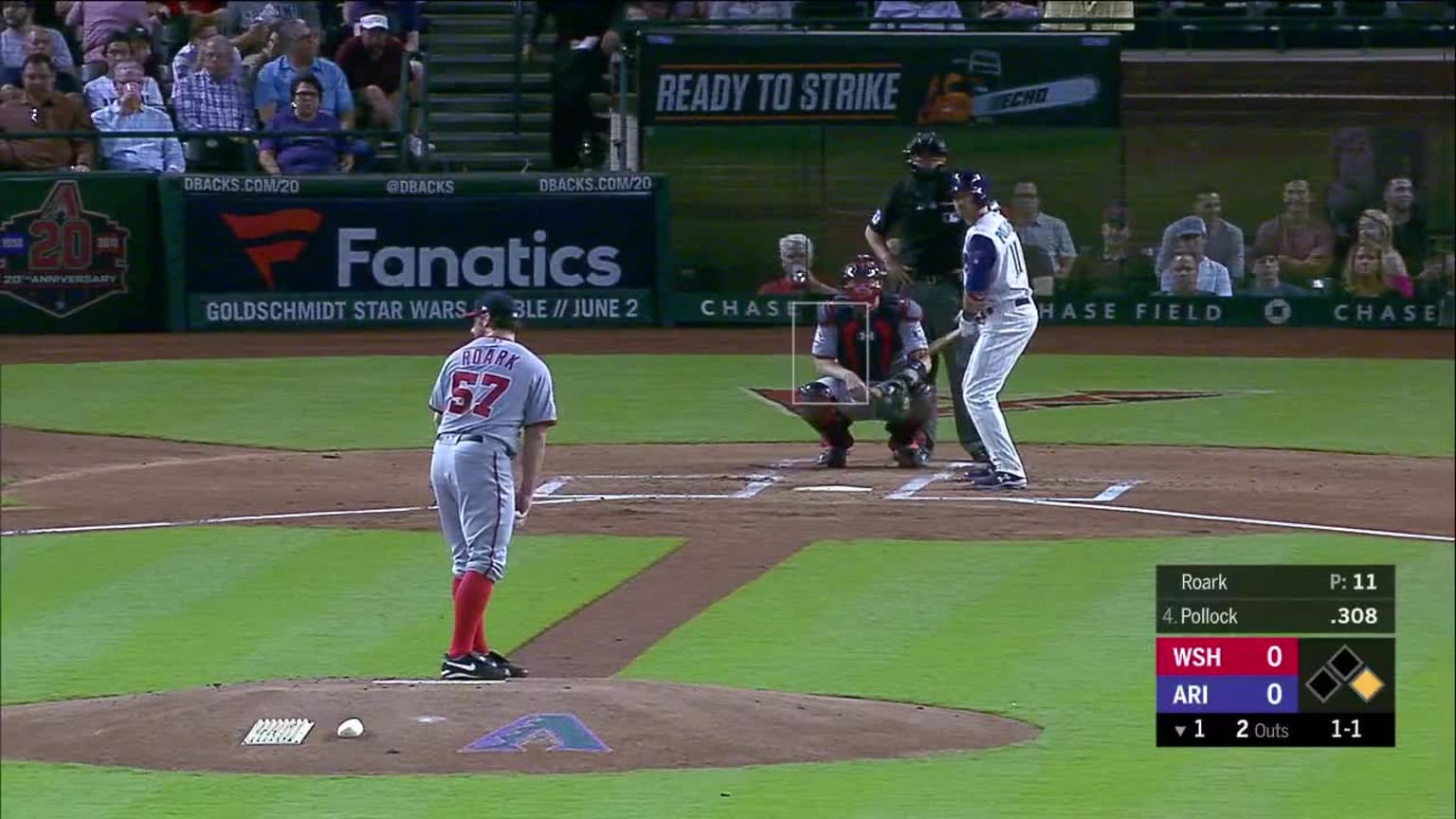 Tanner Roark Strike tirándole to AJ Pollock | 10/05/2018 | Los D-Backs ...