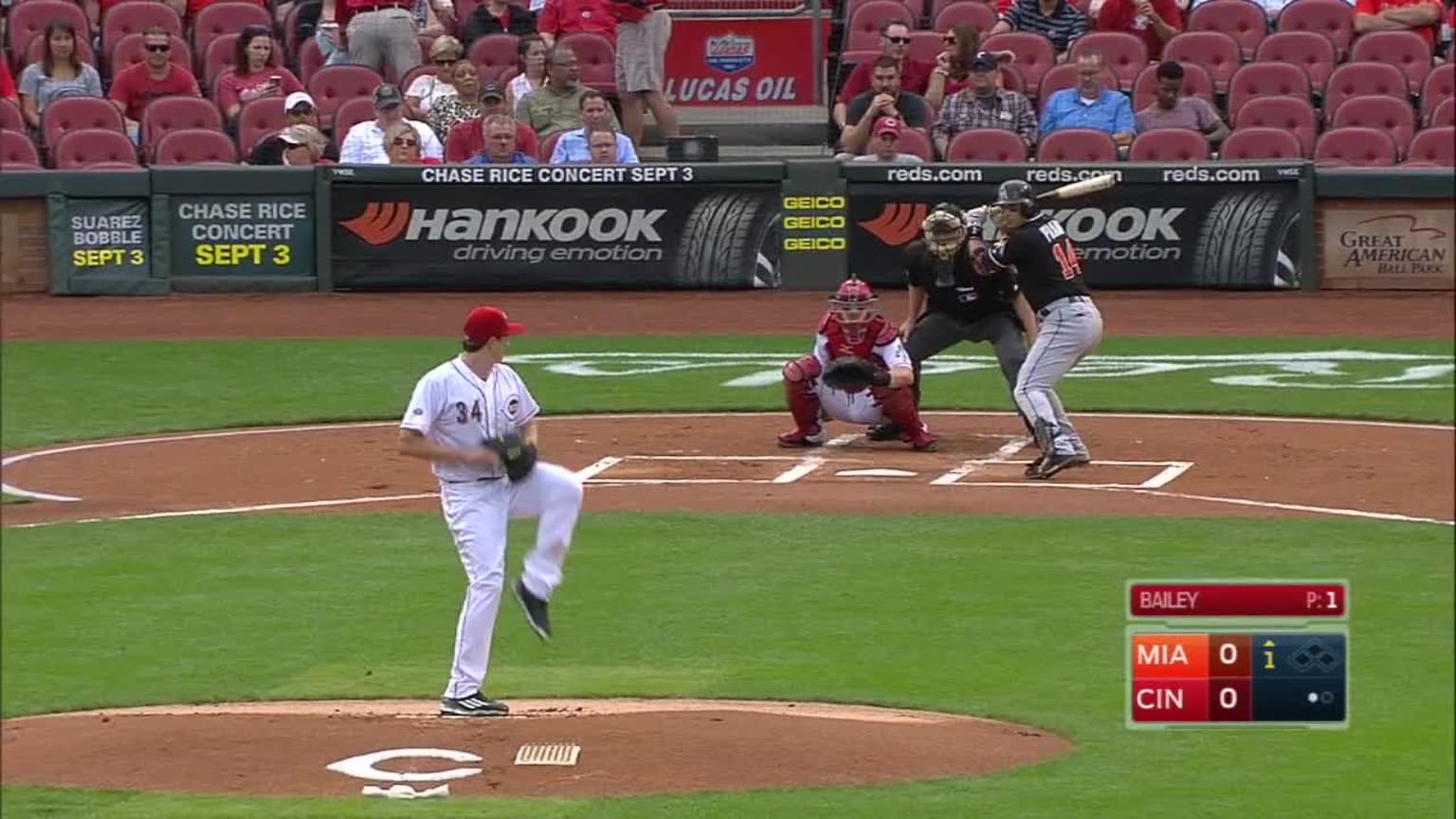 Homer Bailey Bola mala to Martin Prado | 17/08/2016 | Los Bravos de Atlanta