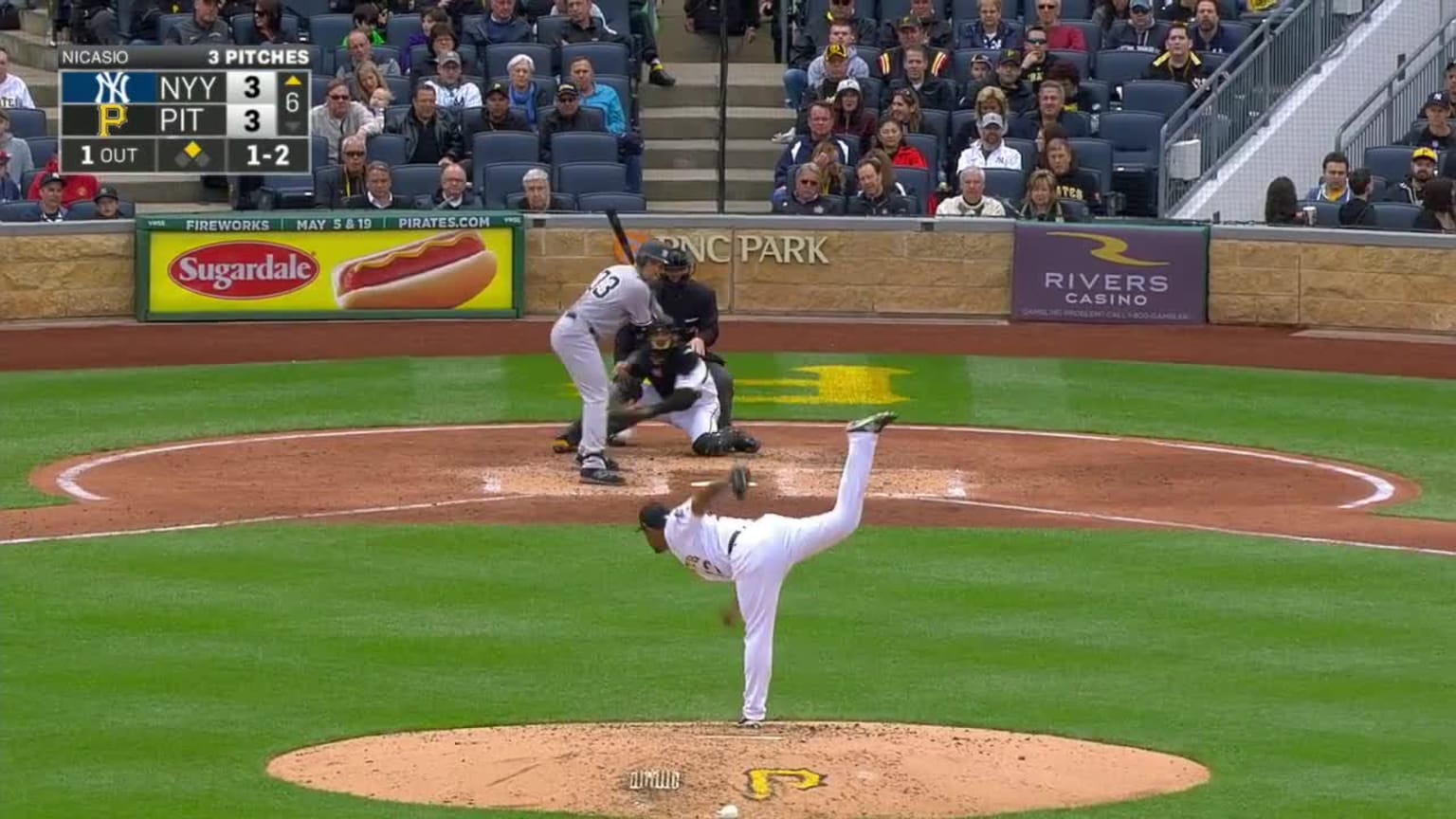 Greg Bird hit by pitch. 04/22/2017