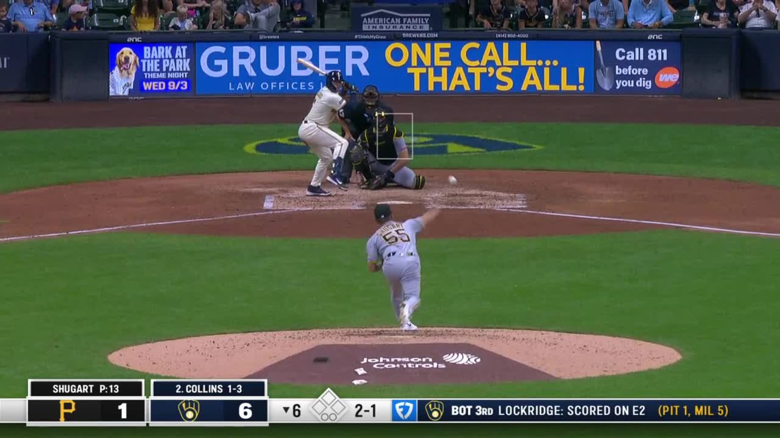 Mlb Triples Isaac Collins triples (3) on a ground ball to right fielder Bryan ...