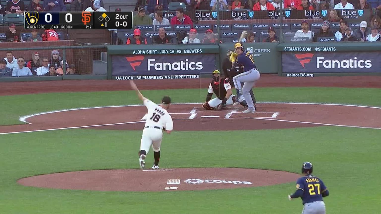 Carlos Rodon Ball to Hunter Renfroe 07/14/2022 Atlanta Braves