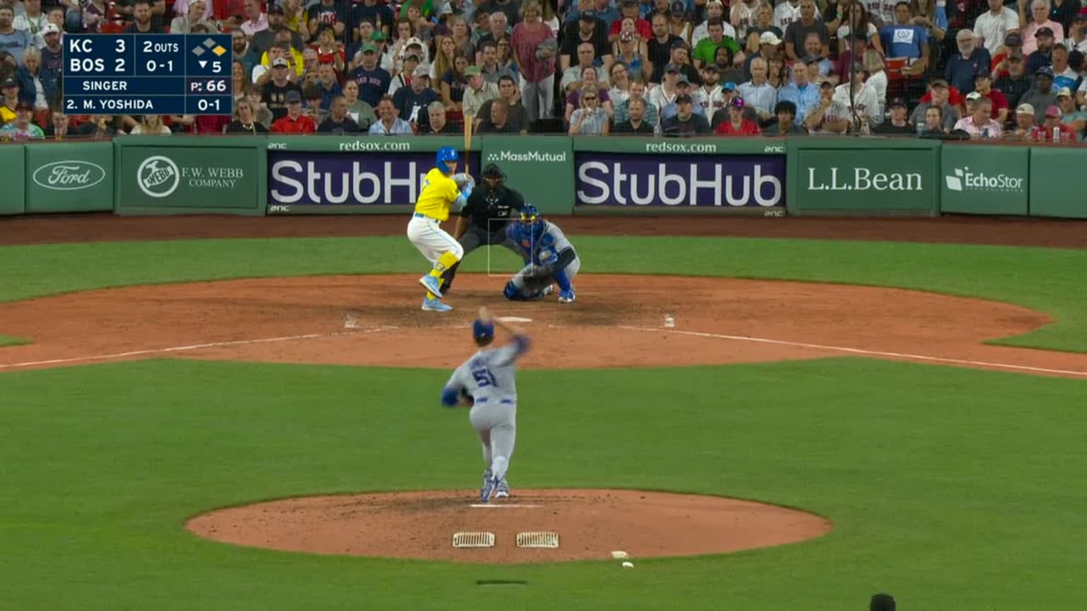 Masataka Yoshida flies out to left fielder MJ Melendez in foul