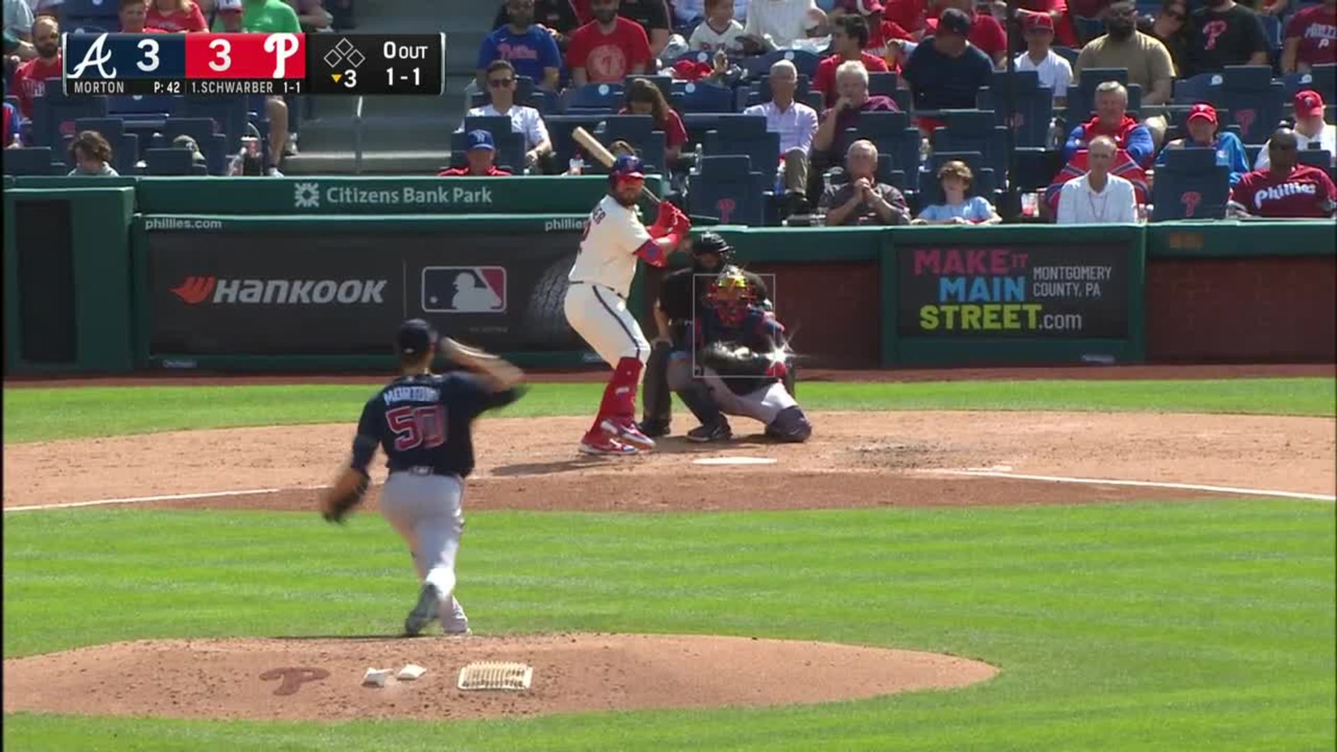 Kyle Schwarber hammers first pitch to right for solo home run