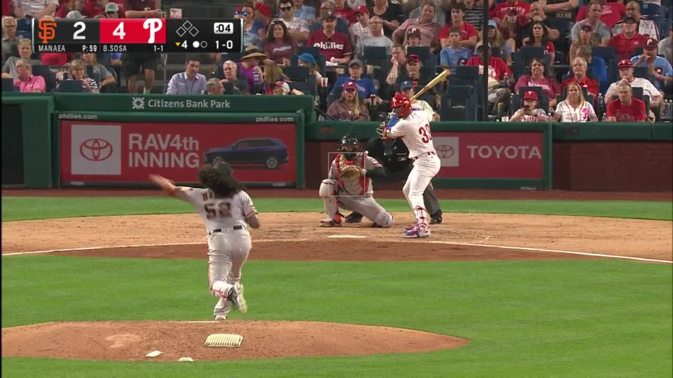 Edmundo Sosa's three-run triple, 08/28/2021