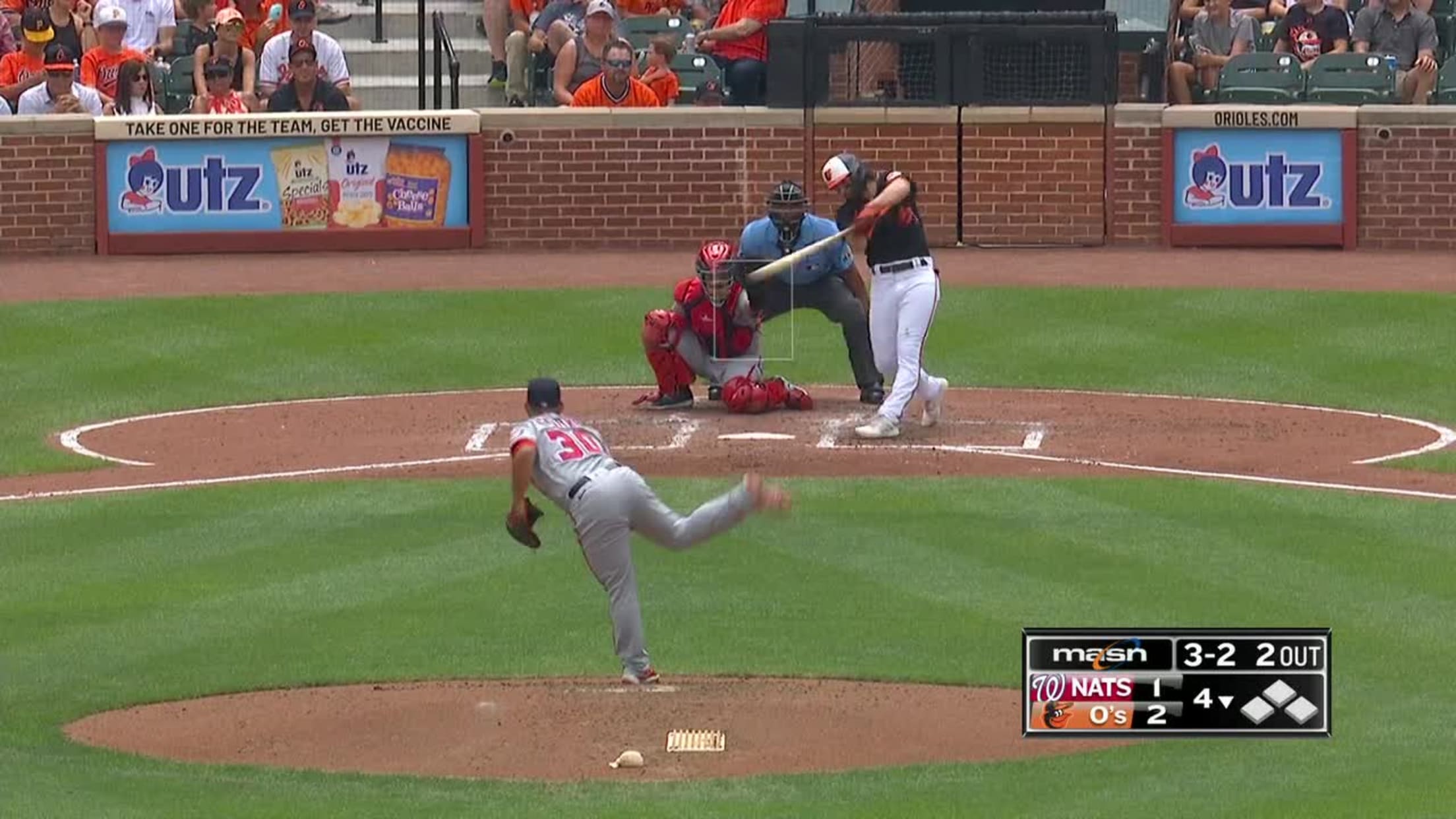 Orioles Ryan McKenna, Dover, NH, triples vs. Red Sox for first