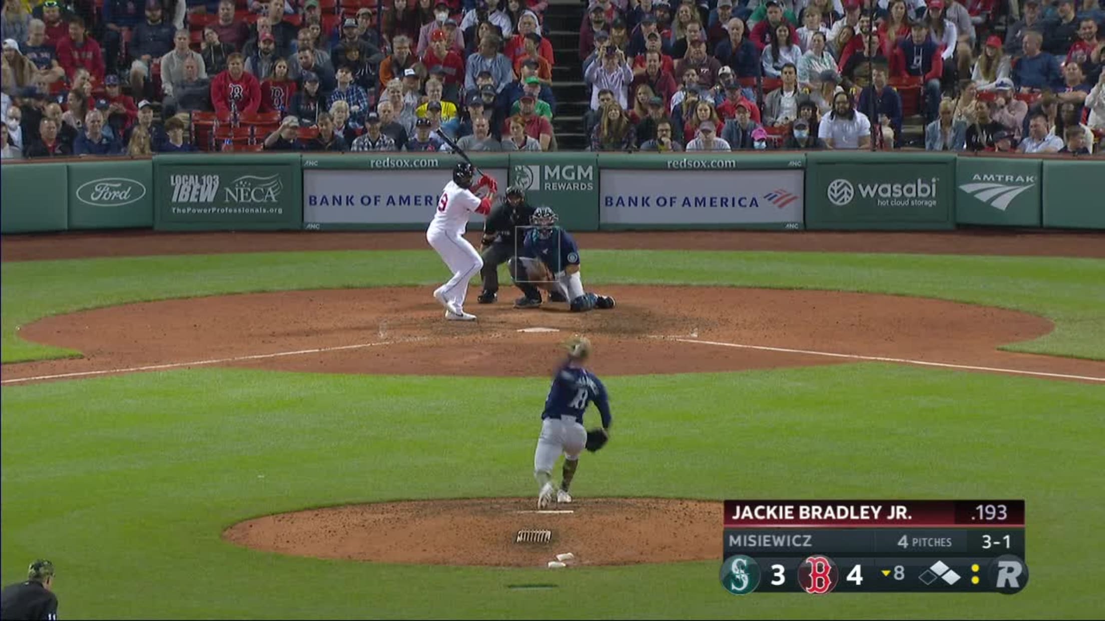 Jackie Bradley, Jr.'s slide kicked off an 8-run inning for the Red