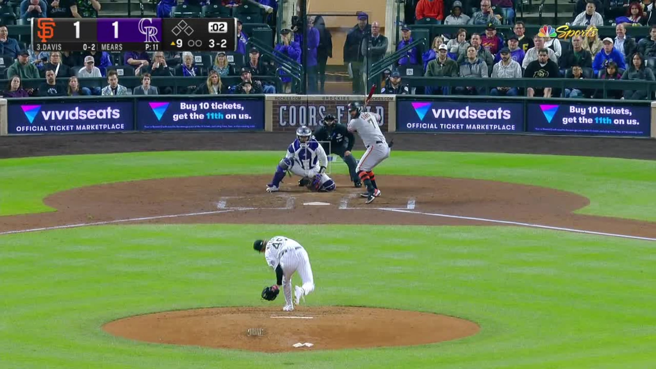 Nick Mears allows double to J.D. Davis to end Rockies' no-hit bid