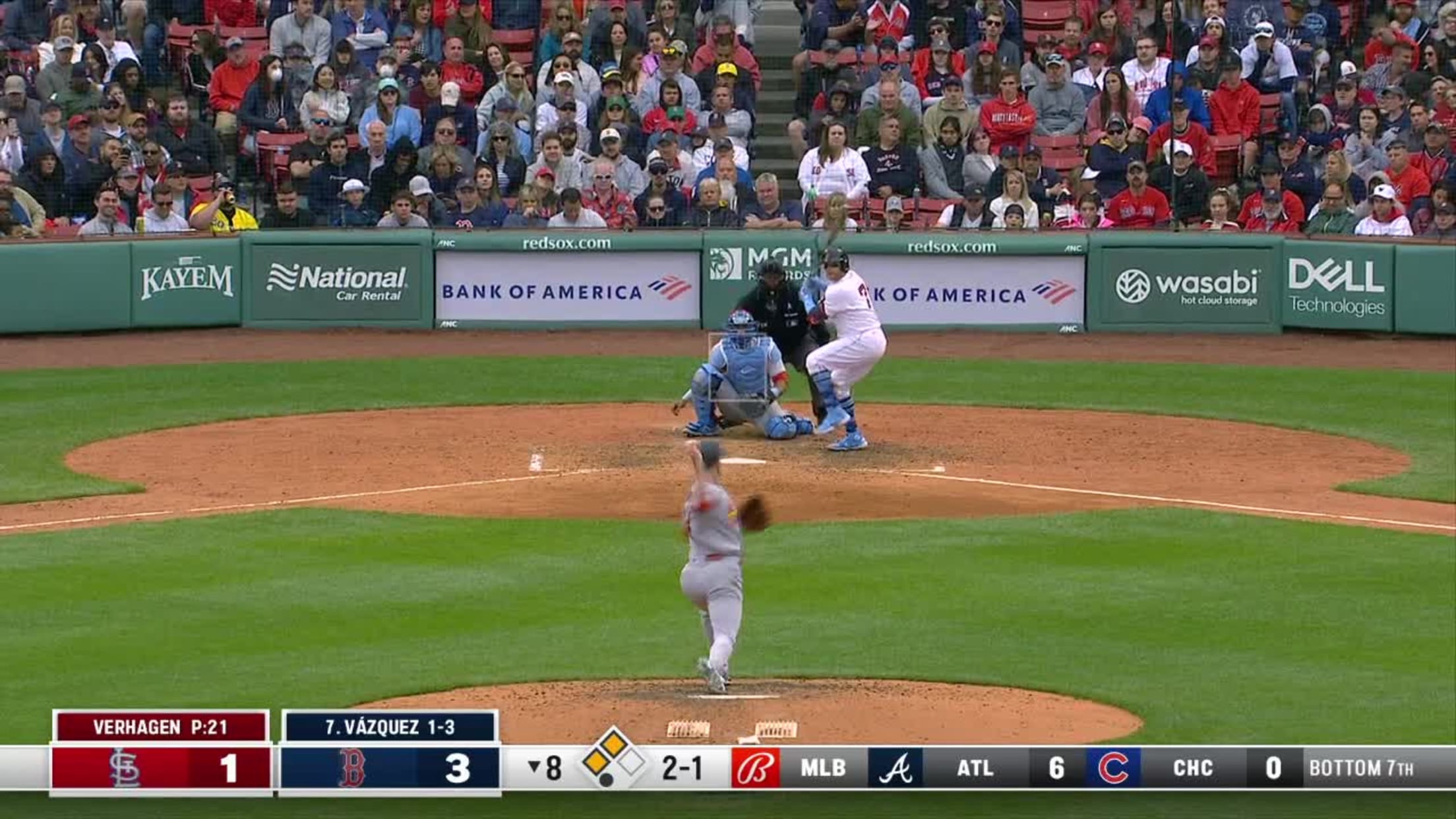 Christian Vázquez was on the field readying for the Red Sox' game