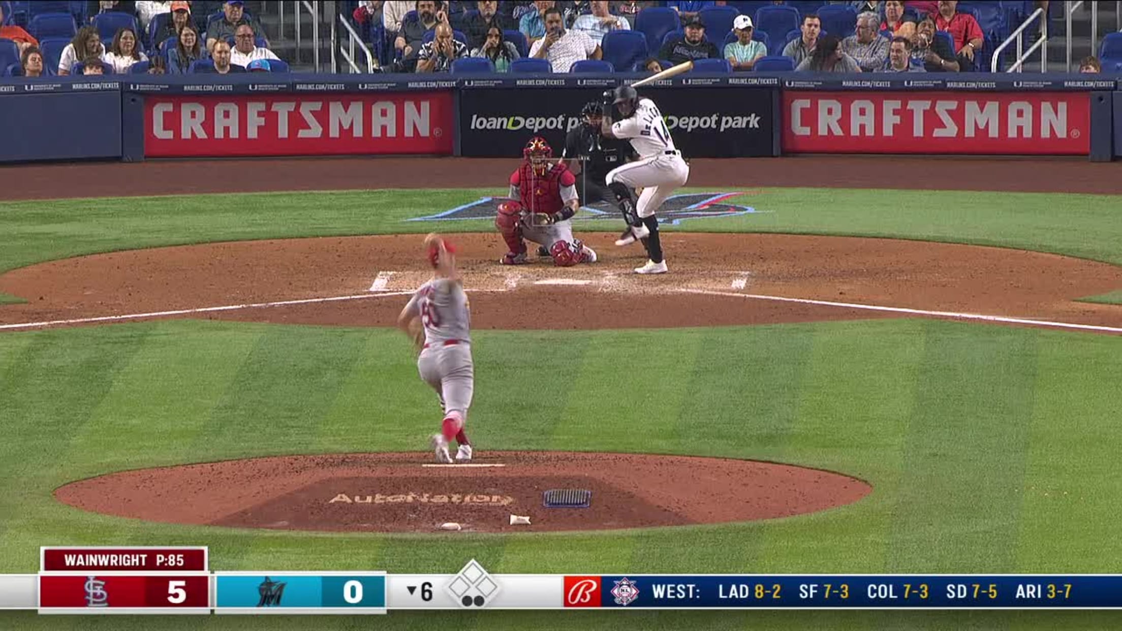 Overrated chants take over the stadium in the 9th, Arizona Diamondbacks  first baseman sends homer into stands to silence Miami Marlins fans