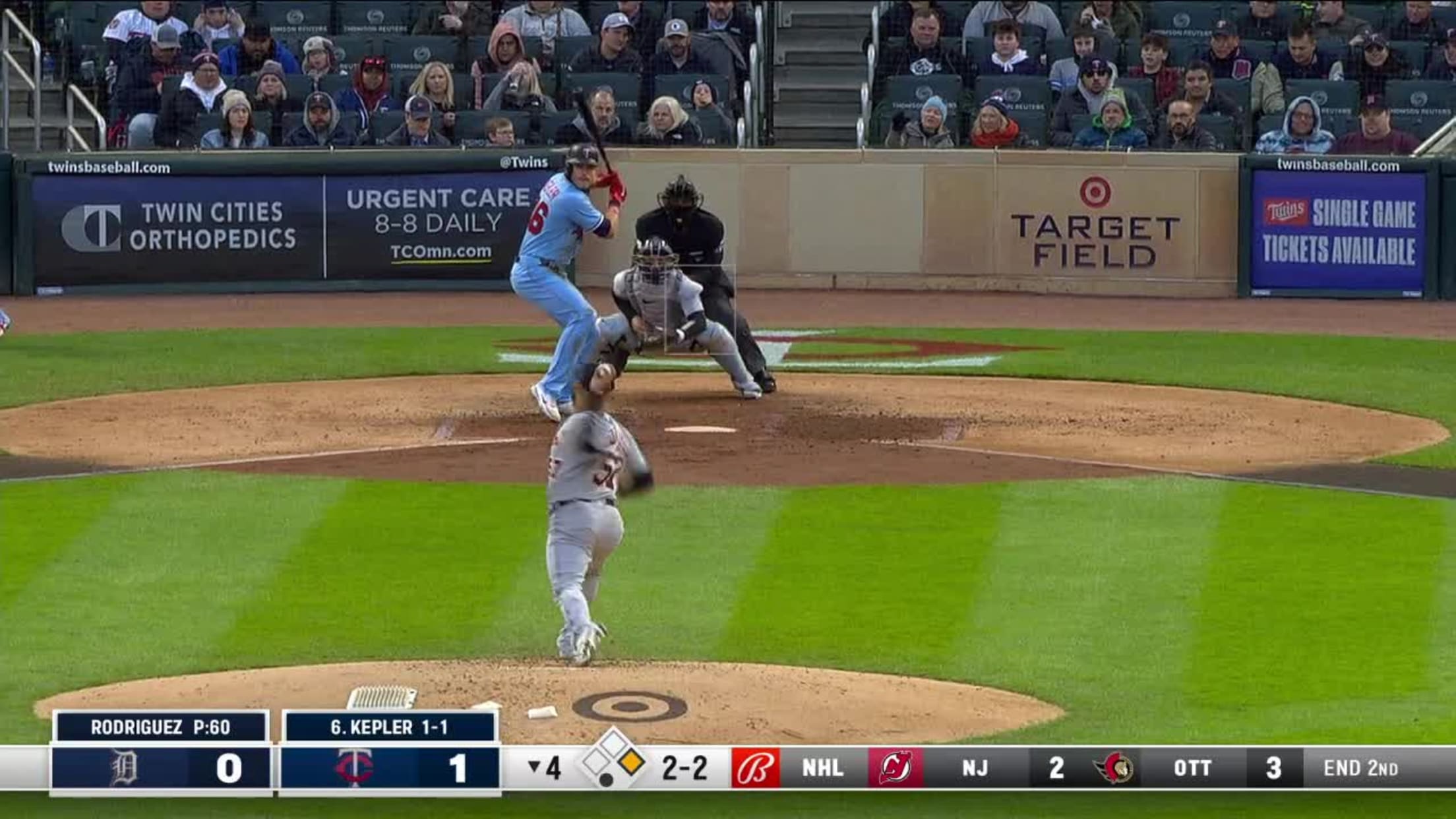 Max Kepler 22nd Home Run of the Season #Twins #MLB Distance: 425ft Exit  Velocity: 109 MPH Launch Angle: 31° Pitch: 91mph Slider (Rays…