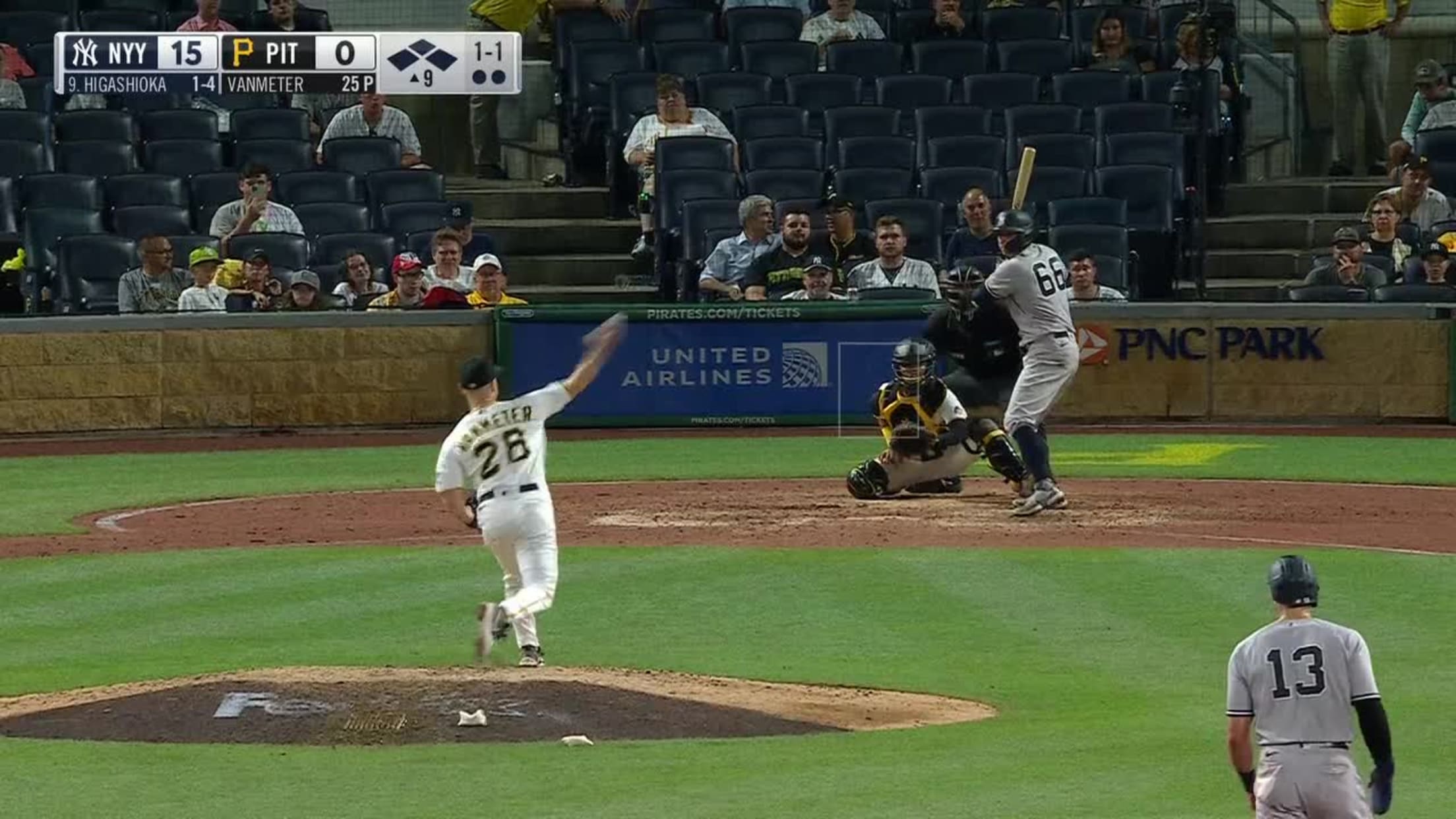 Kyle Higashioka 7th Home Run of the Season #Yankees #MLB Distance: 408ft  Exit Velocity: 104 MPH Launch Angle: 38°