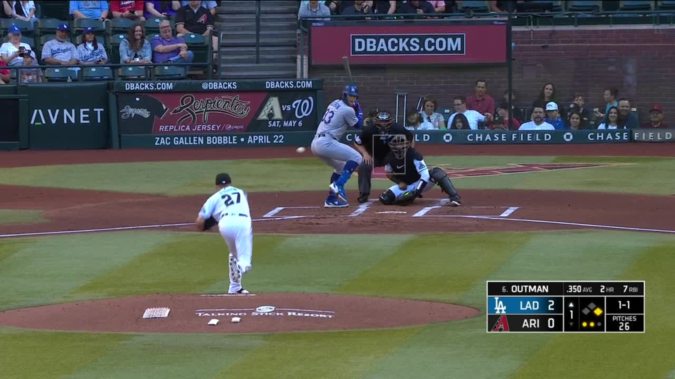 Measuring the stats on James Outman's home run, 04/22/2023