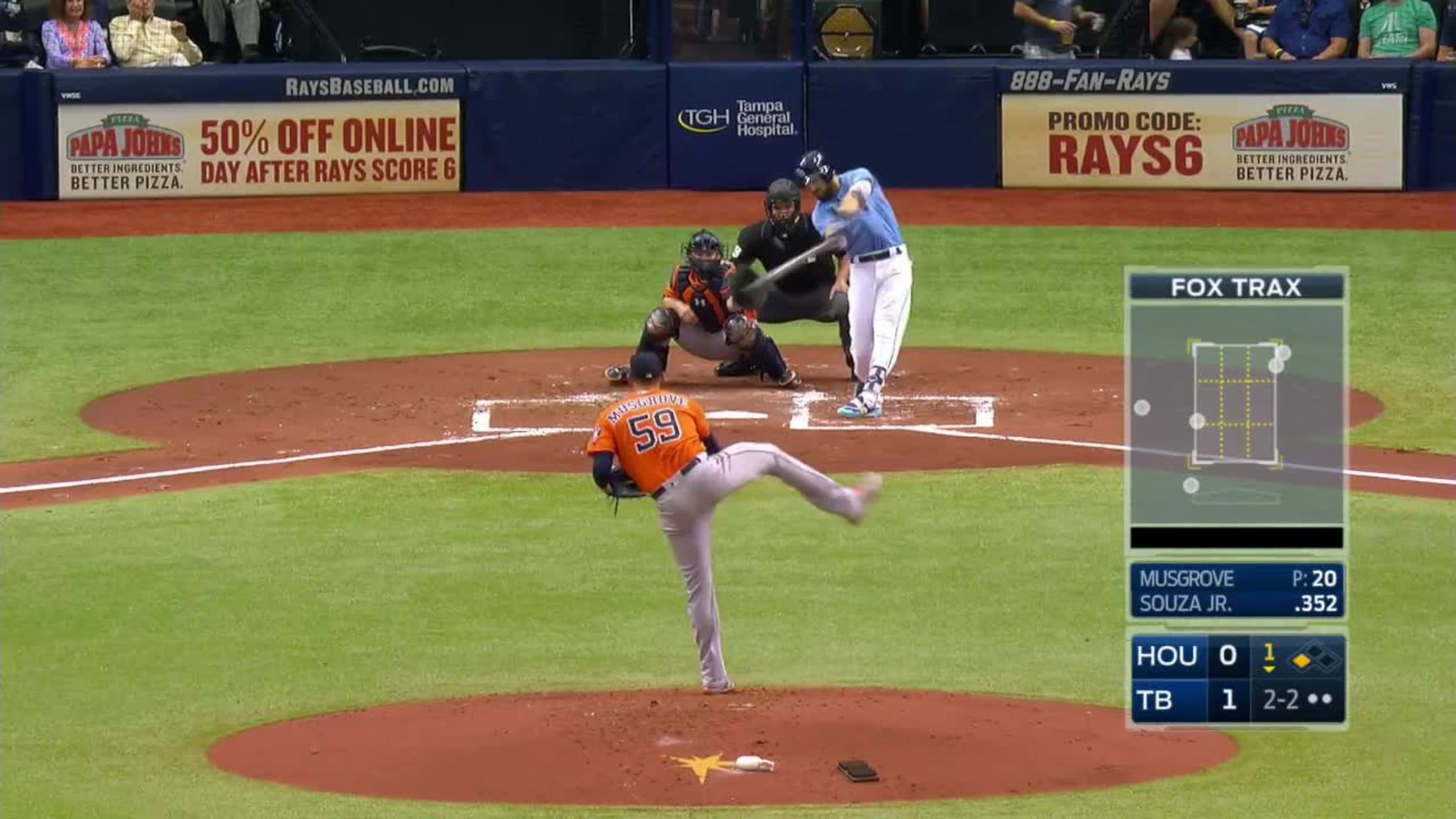 Steven Souza Jr. homers (4) on a line drive to left field. Brad Miller  scores.