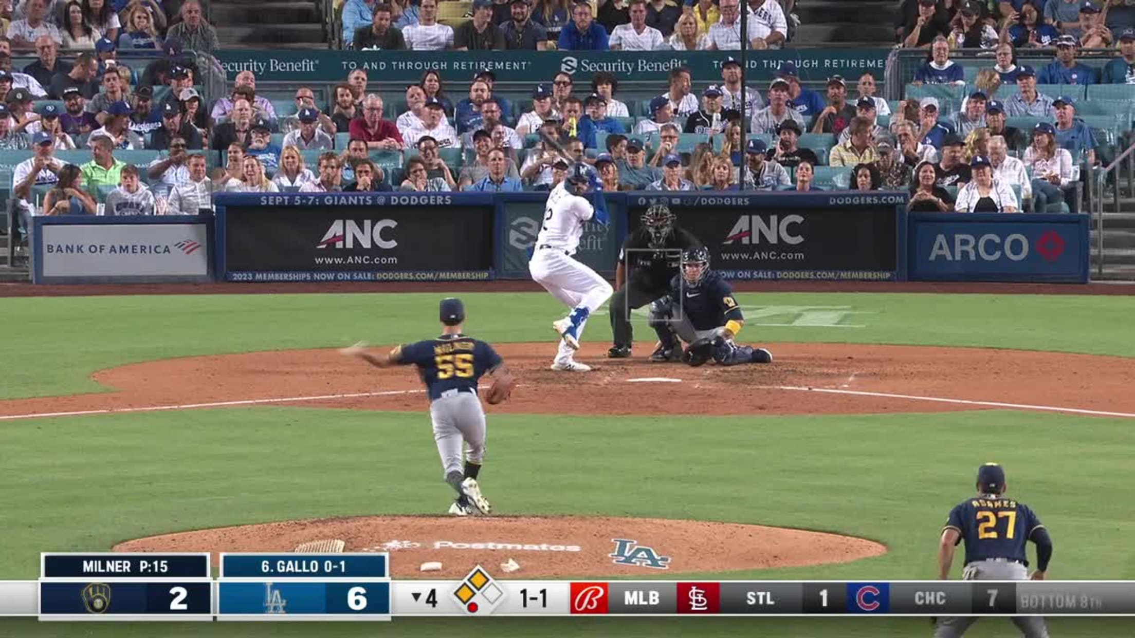 MLB Nerds on X: JOEY GALLO WITH A BASE HIT IN HIS FIRST GAME AS A DODGER.   / X