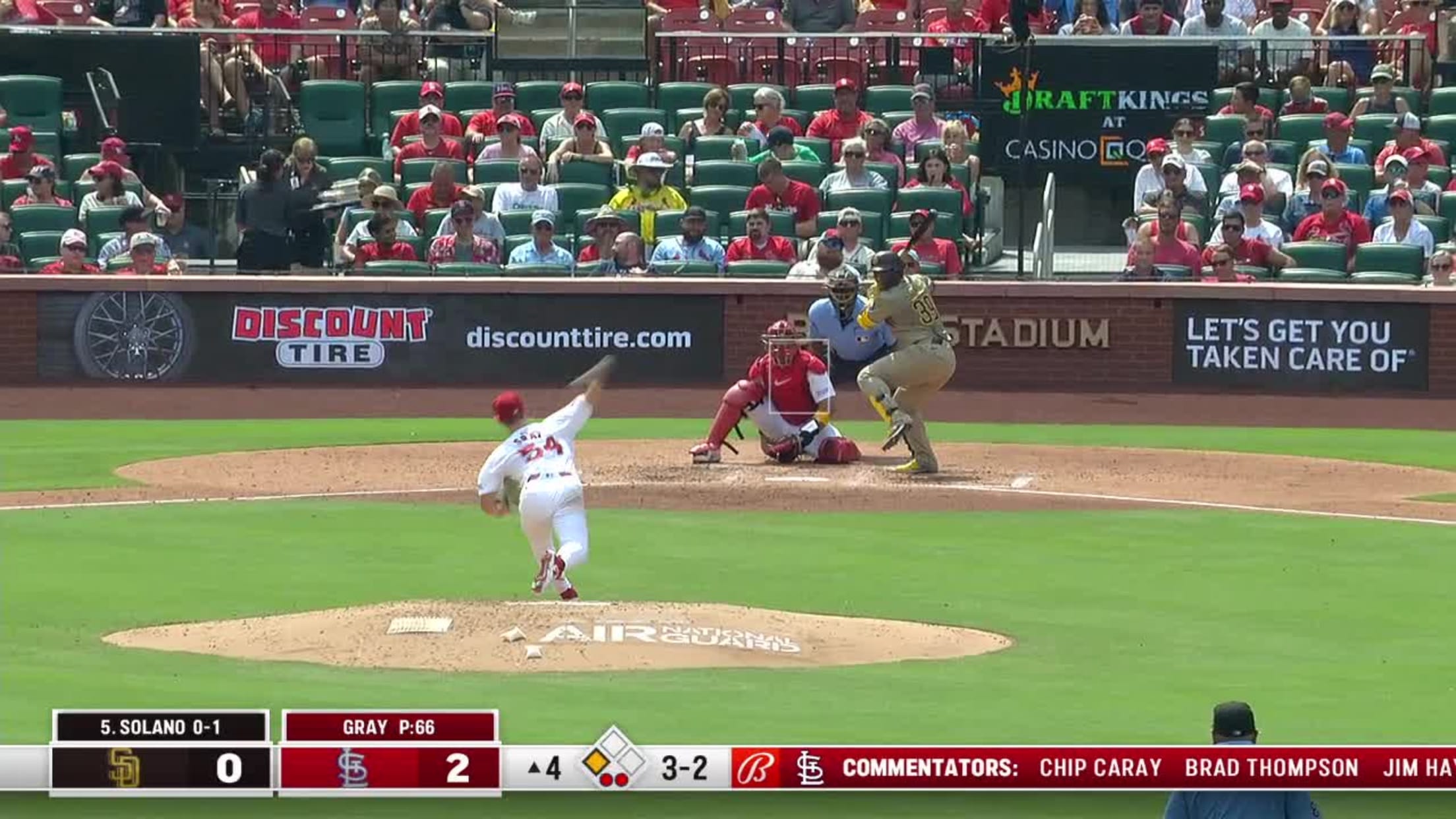 Donovan Solano strikes out swinging.