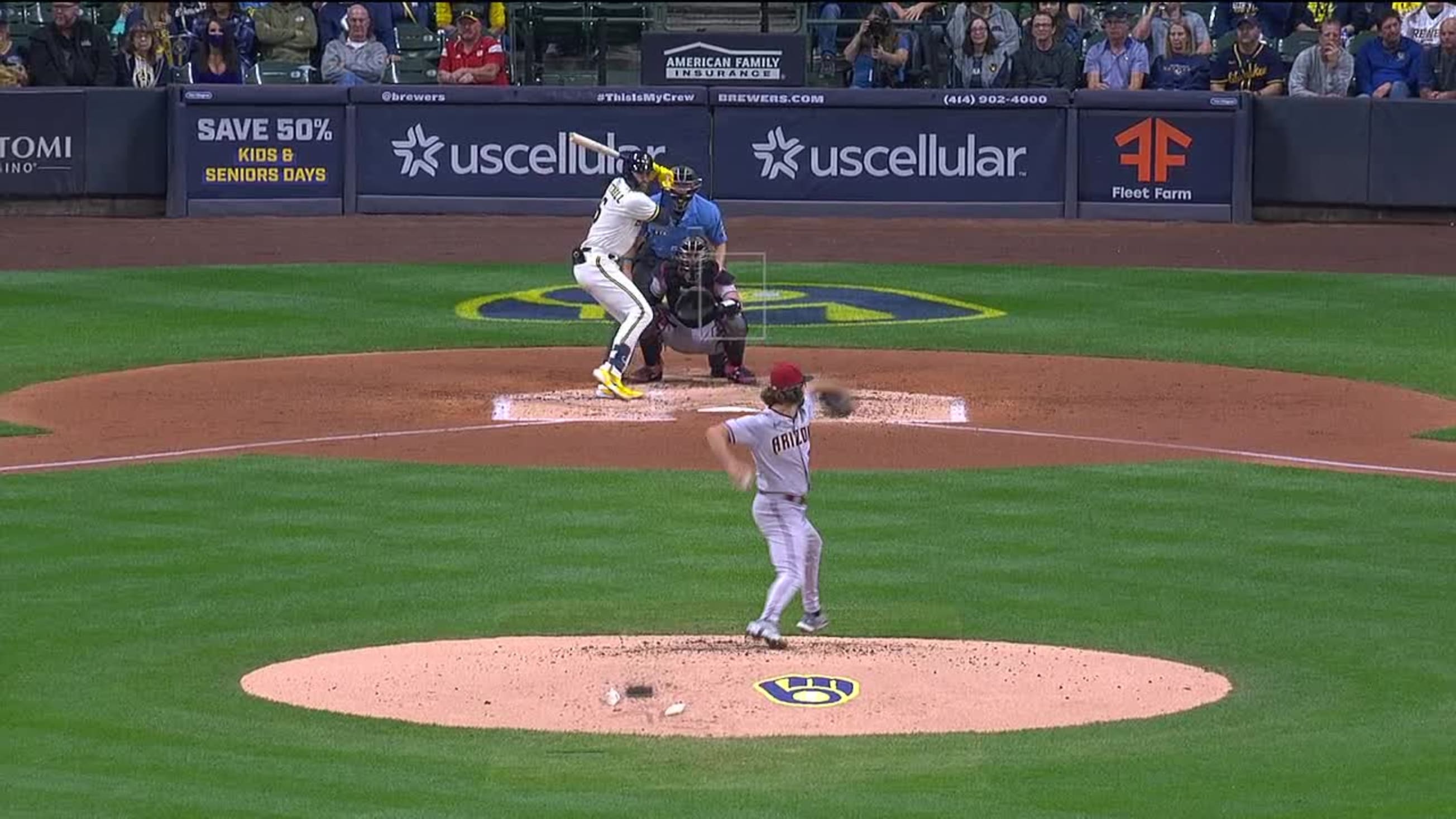 Garrett Mitchell slugs 2-run single in first MLB start