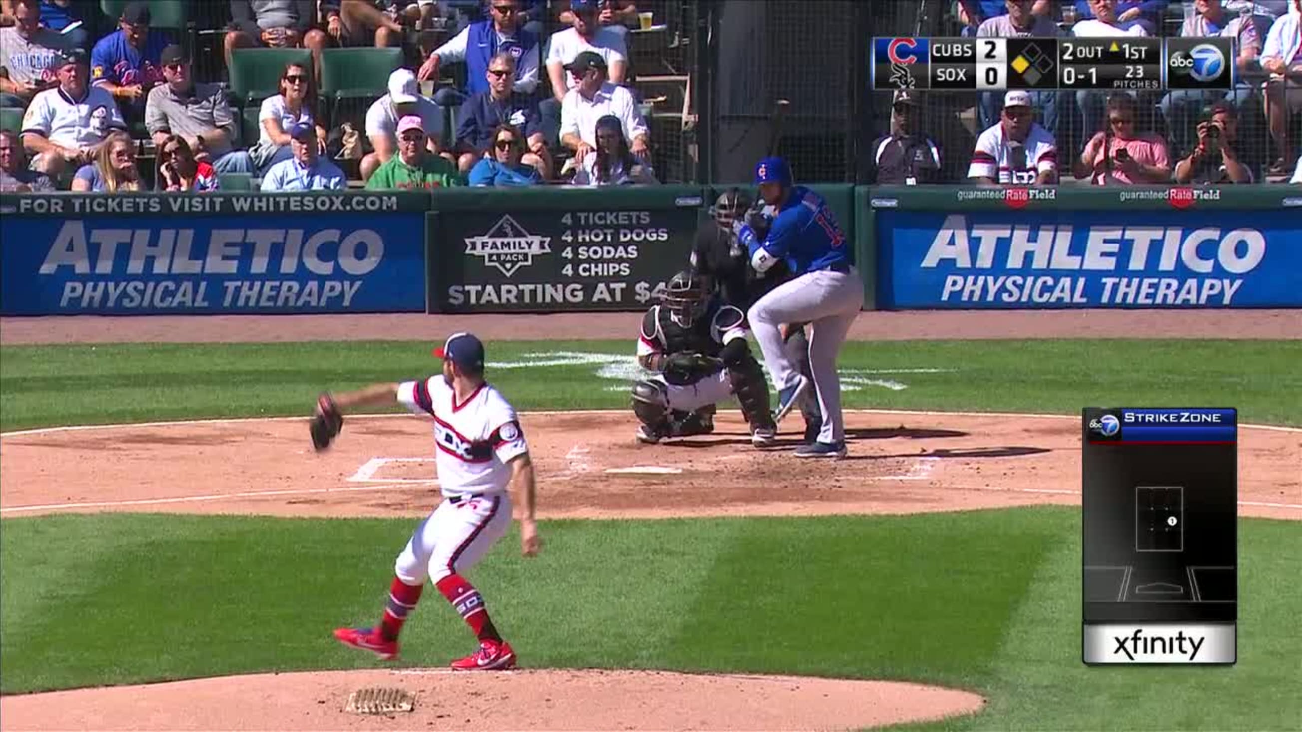 David Bote singles on a ground ball to third baseman Yolmer Sanchez.  Anthony Rizzo scores.