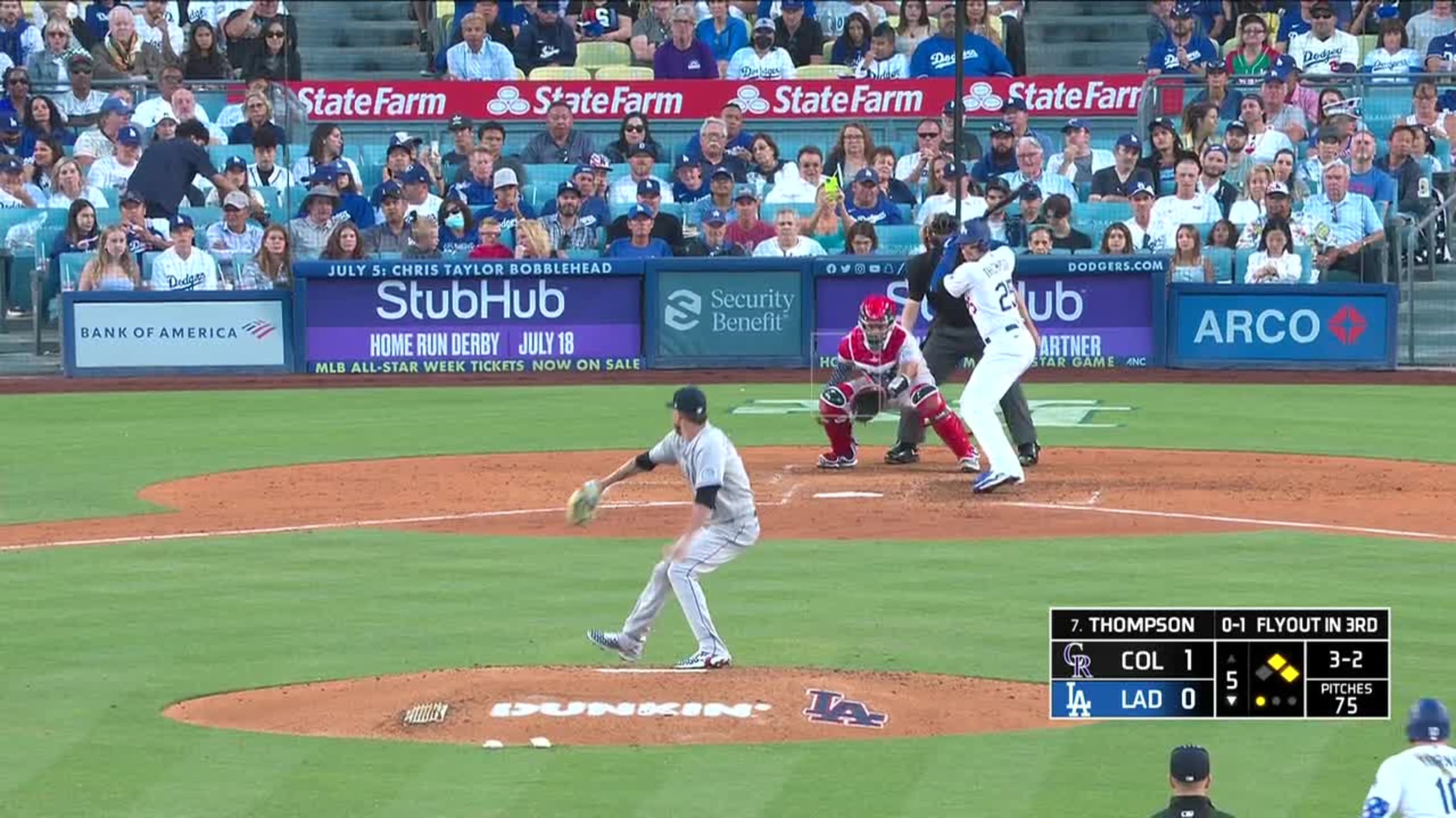 The distance behind Trayce Thompson's home run, 04/12/2023